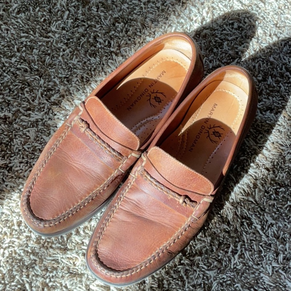Martin Dingman Tan Leather Loafers Made In Brazil